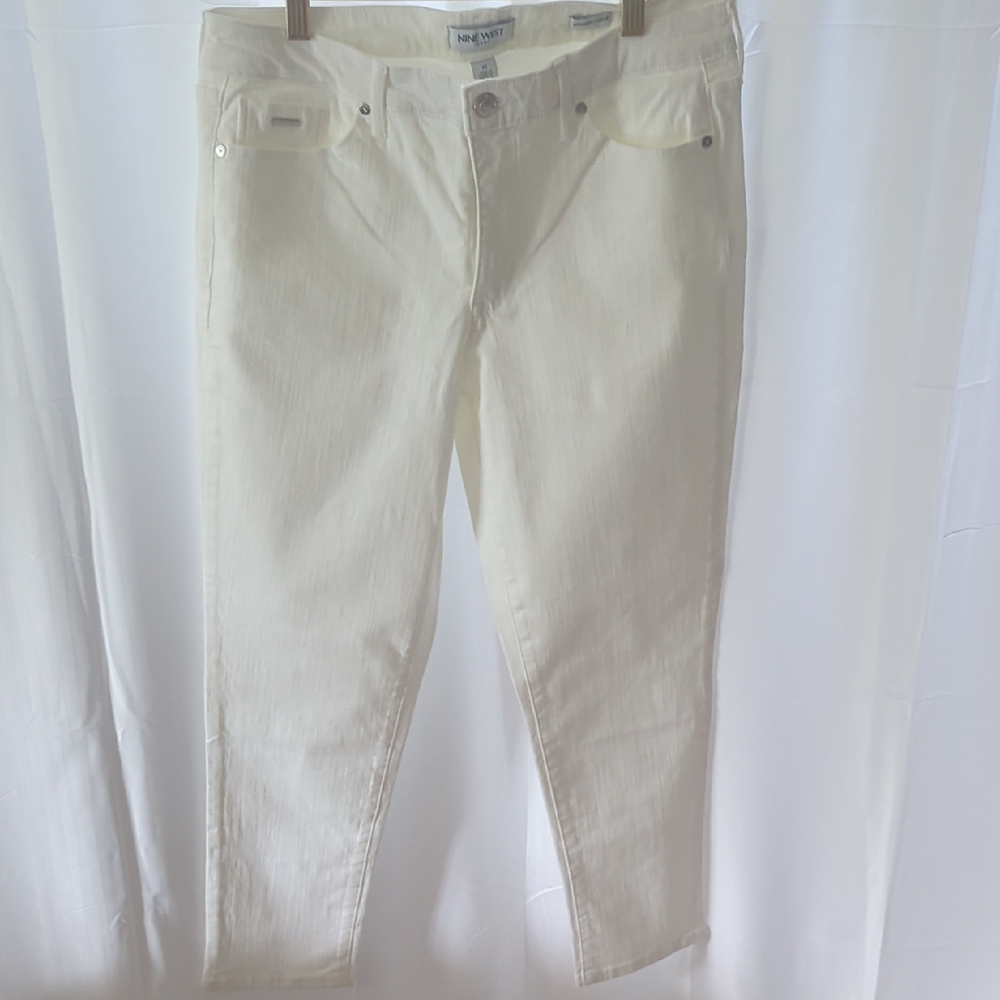 Women's Nine West White Ankle Jeans Gramercy Crop Size 10